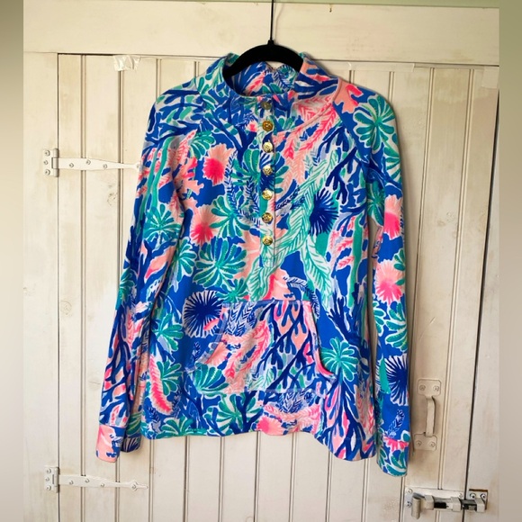 Lilly Pulitzer Tops - Lilly Pulitzer Captain Popover Jet Stream Size Small EUC UPF 50+